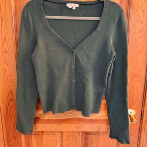 Boden Forest Green Ribbed Cardigan